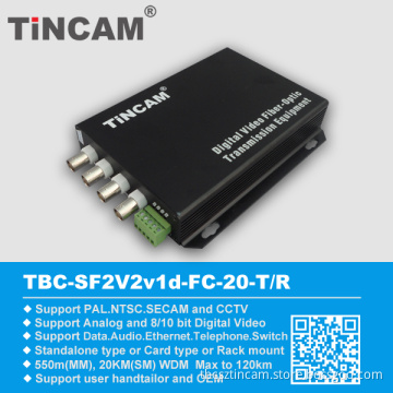 2CH Video + 1CH RS485 PTZ Data Video Optical Converter (TBC-2V2V1d)